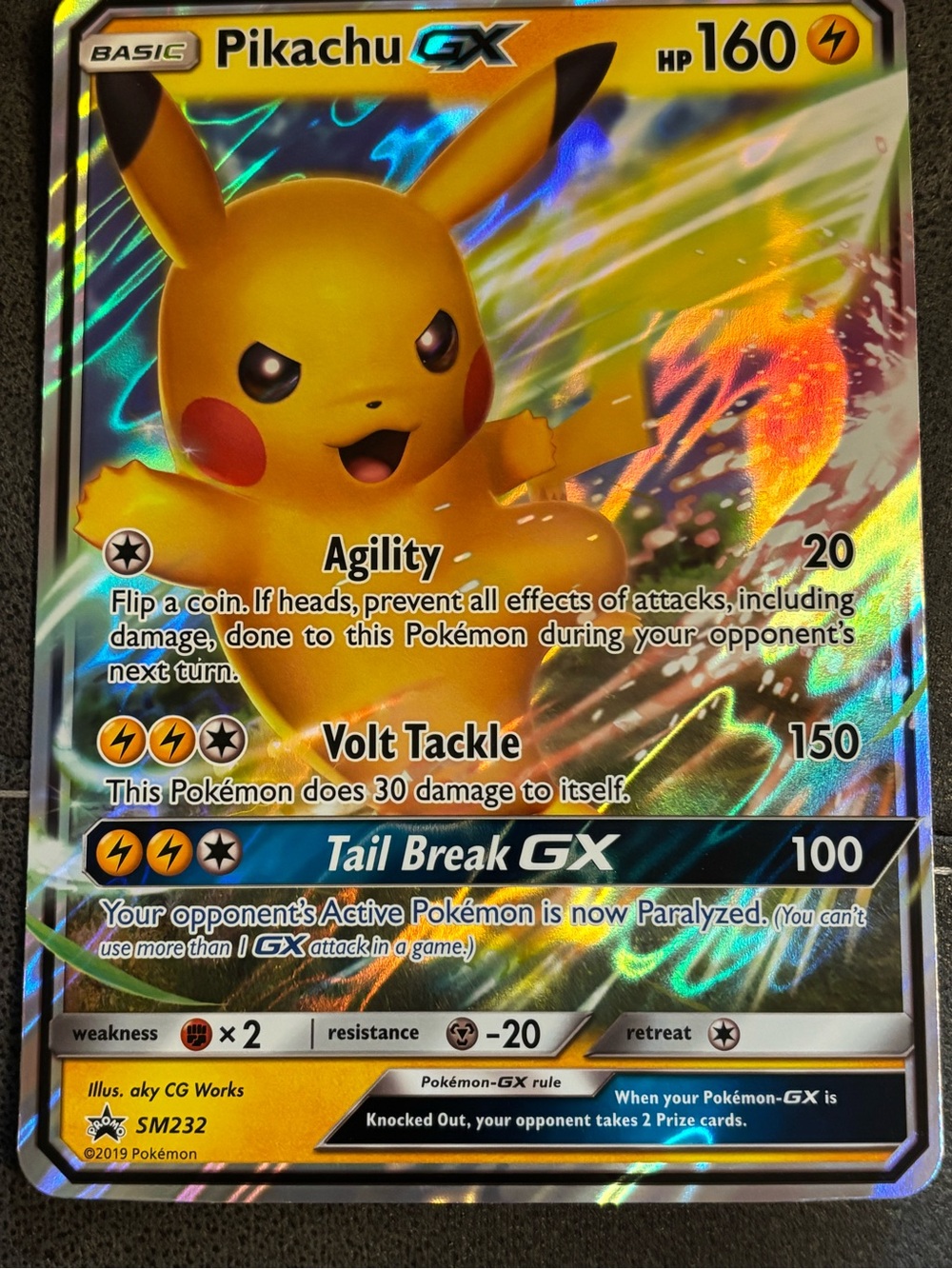 Pikachu GX JUMBO Pokemon Card - Yellow Lightning Artwork